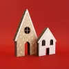Pack Casas Cartón Natural/Blanco - Decoración navideña estilo nórdico