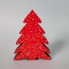 Árbol pequeño cartón rojo navideño para decoración, ideal para mesas y estanterías.