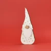 Gnomo decorativo blanco de cartón con copo de nieve, ideal para decoración navideña nórdica y ecológica en el hogar.